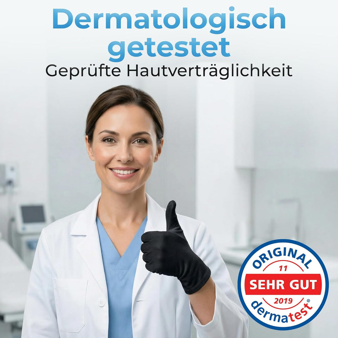 Dermatest: Sehr Gut LAVAMED Baumwollhandschuhe Schwarz als Schutzhandschuh - Baumwoll Handschuhe aus