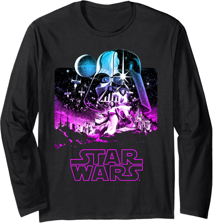 Star Wars Classic Movie Poster Galaxy Fill Langarmshirt