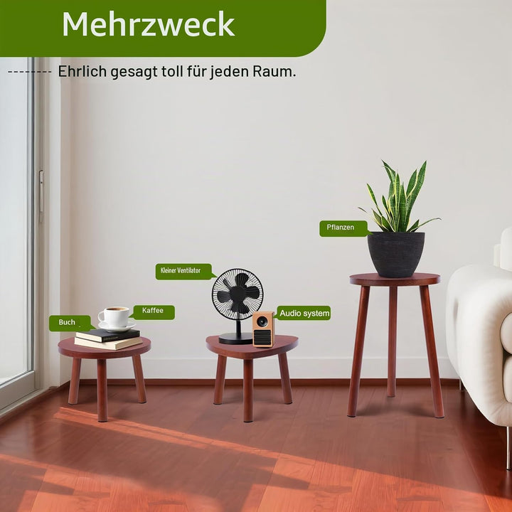 Blumenständer Holz 2er-Set, Pflanzenständer für den Innenbereich, Blumenhocker Hocker Pflanzentische