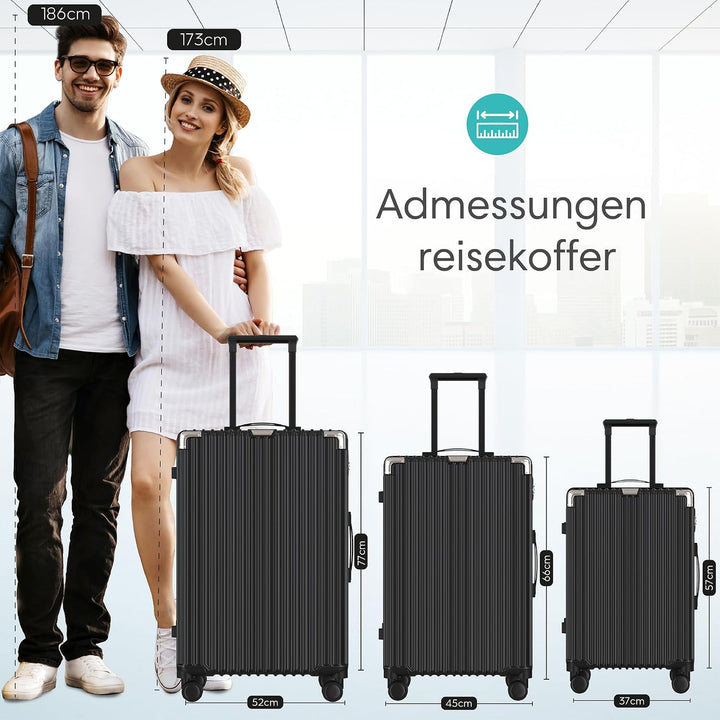 Voyagoux Kofferset 2 teilig - 39L &amp; 113L, Hartschalenkoffer Set, TSA-Schloss, ABS, 4X 360° Rollen, R
