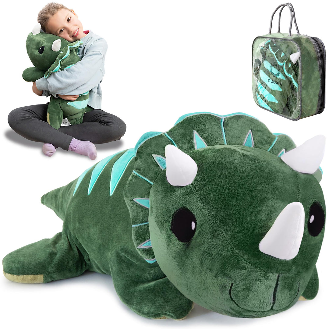 ODOXIA Gewichtskuscheltier Dinosaurier | 2,3 kg Anxiety Weighted Dino Plüschtier für Kinder & Erwach