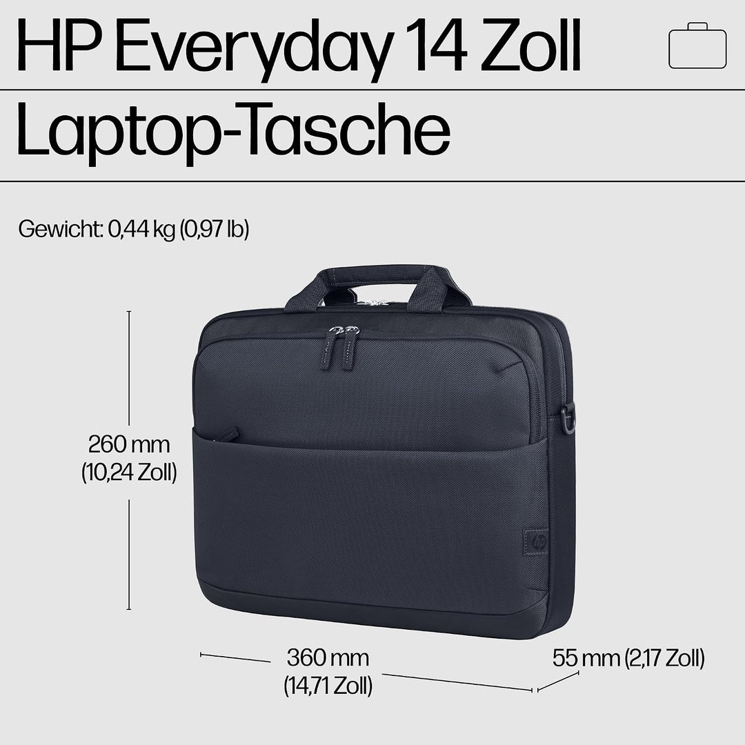 HP Everyday 14 Zoll Laptop-Tasche – Wasserabweisend, Nachhaltig, 9L Stauraum, Gepolstertes Laptopfac