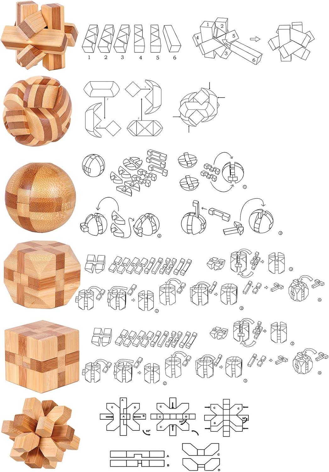 3D Holz Pädagogisches Spielzeug Denkaufgabe Puzzle, Logikspiele aus Holz, IQ Test Mind Game Denkaufg