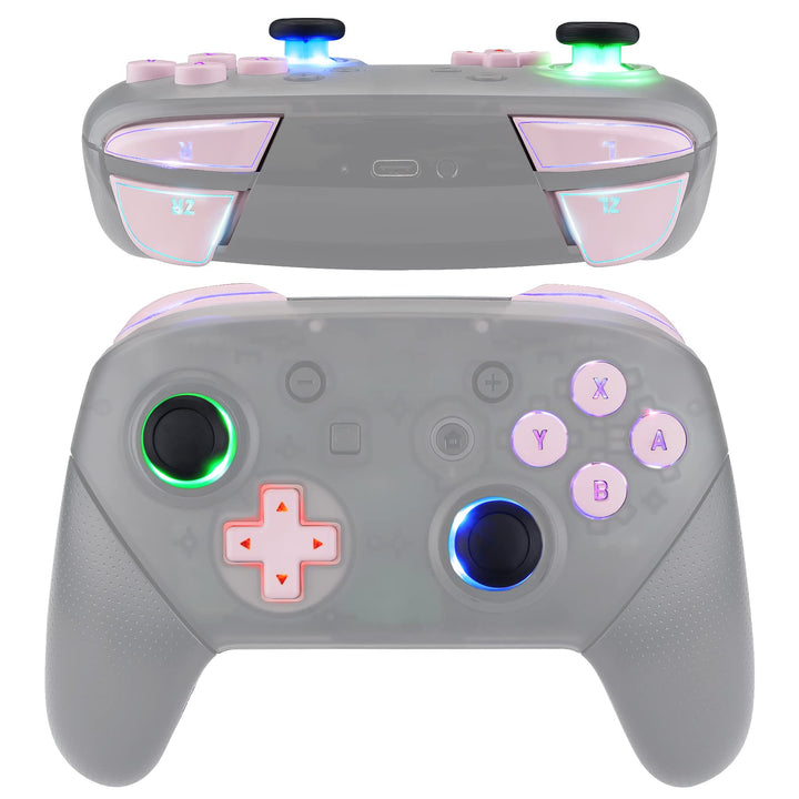 eXtremeRate DTFS LED Tasten Set für Switch pro Controller, 9 Farb-Modi 6 Separat-Tasten-Bereiche Con