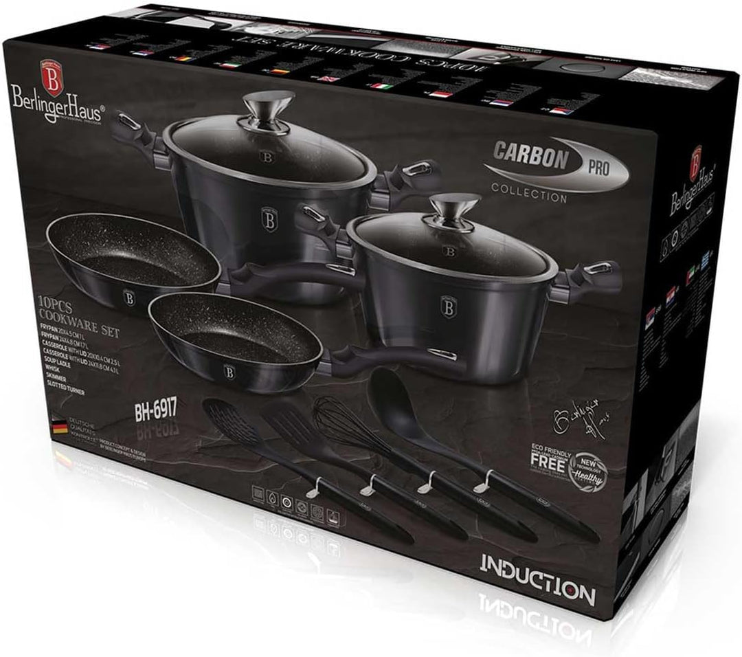 Berlinger Haus Black Carbon Pro Kochgeschirr-Set, Aluminium, antihaftbeschichtet, 10-teilig