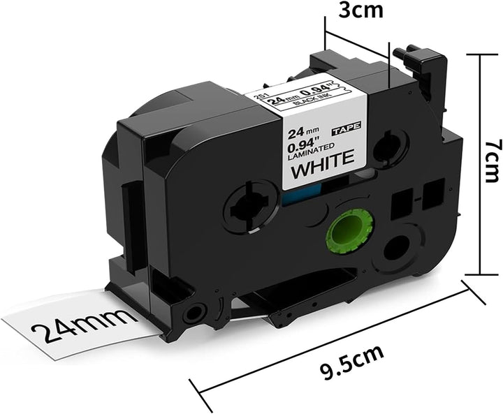 Aken Kompatibel für Brother TZe-251 24mm Schriftband P-touch Tape Weiss TZe251 AZe-251 TZ251 für Bes