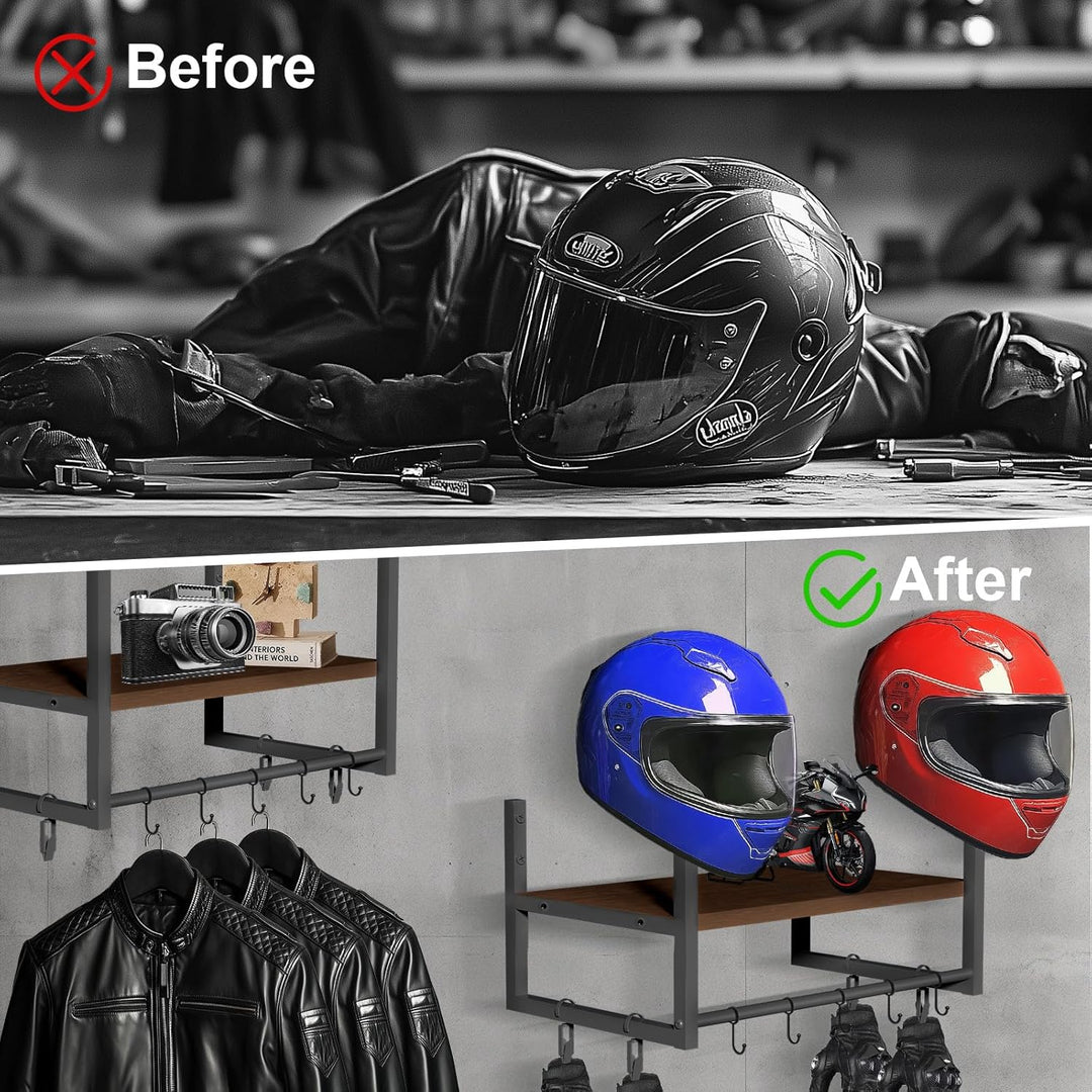 Helmhalter Wand Wandhalterun, Motorradhelmhalter Plattenständer Display Organizer mit 1 Holzschichtb