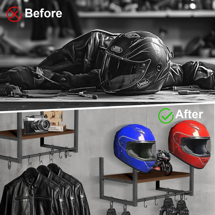 Helmhalter Wand Wandhalterun, Motorradhelmhalter Plattenständer Display Organizer mit 1 Holzschichtb
