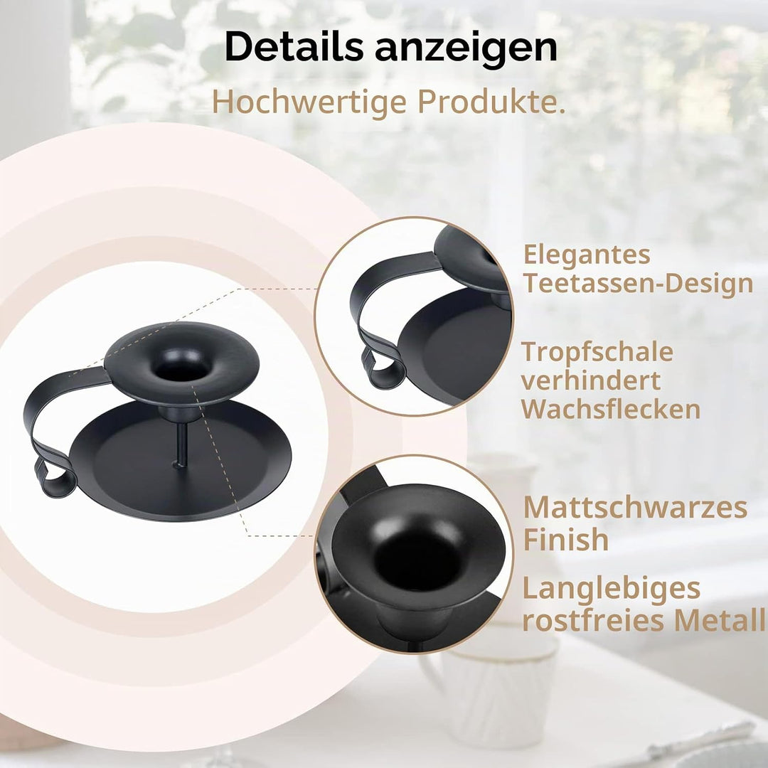 Nuptio Stück von 4 Vintage Stil Schmiedeeisen Kegelförmige Kerzenhalter, Langer Kerzenhalter mit Gri