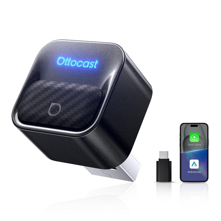 (2026 Aufgerüstet) OTTOCAST 2-in-1 Wireless CarPlay & Android Auto Adapter, Ottocast Mini Core mit E