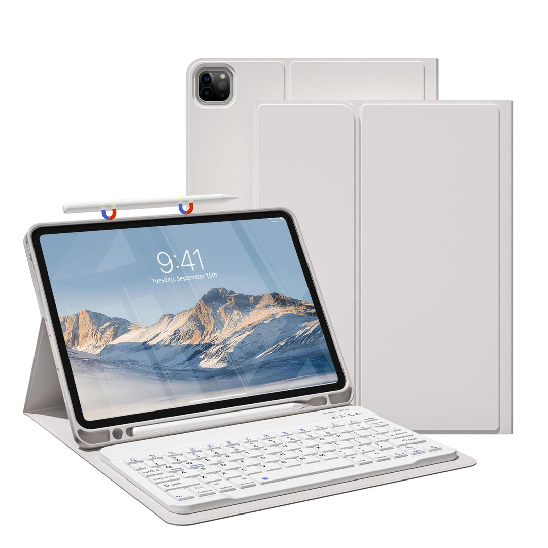 JKSML Tastatur Hülle für iPad Pro 11" 4.Gen 2022/3.Gen 2021/2.Gen 2020 mit Pencil Halter, Soft TPU R