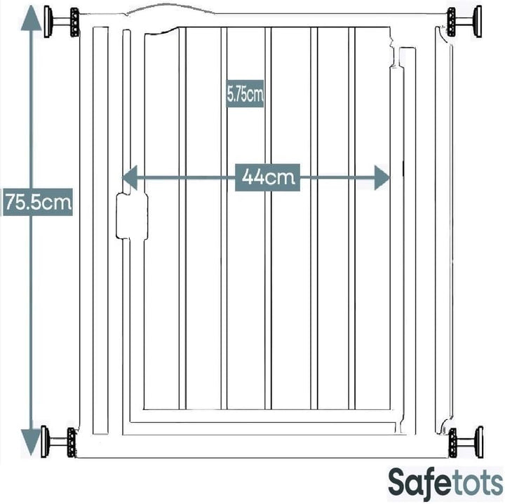 Safetots Druckmontage Selbstschliessendes Treppengitter, 75cm - 82cm, Weiss, Automatisch schliessend
