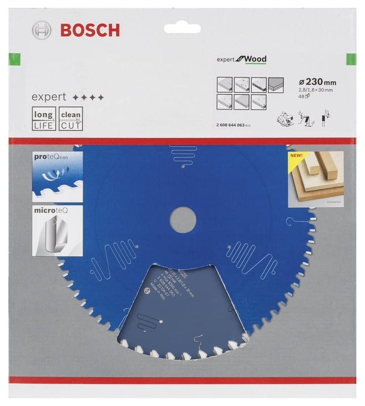 Bosch Professional 1x Kreissägeblatt Expert for Wood (Holz, Sägeblatt Ø 230 x 30 x 2,8 mm, 48 Zähne,