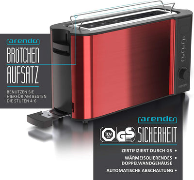 Arendo - Toaster Langschlitz 2 Scheiben - Defrost Funktion - 1000W - Doppelwandgehäuse - Integrierte