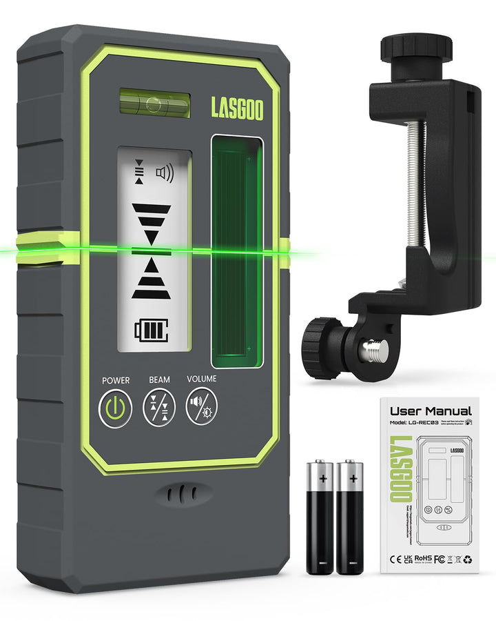 LasGoo LG-REC03 Laserdetektor für Linienlaser, 50 m Reichweite, Dual-LCD mit Hintergrundbeleuchtung,