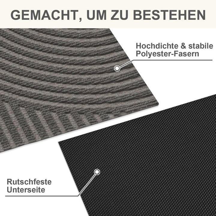 FEOMOS Fussmatte Innen Aussen 60x90cm, rutschfeste Schmutzfangmatte mit Saugkraft, Fussmatte Waschba