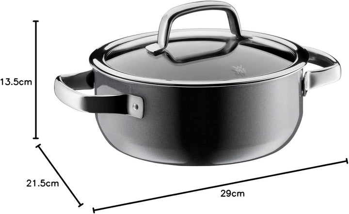 WMF Fusiontec Mineral Kochtopf klein 20cm, Glasdeckel, Bratentopf Induktion 2,4l, High-Tech Keramik,