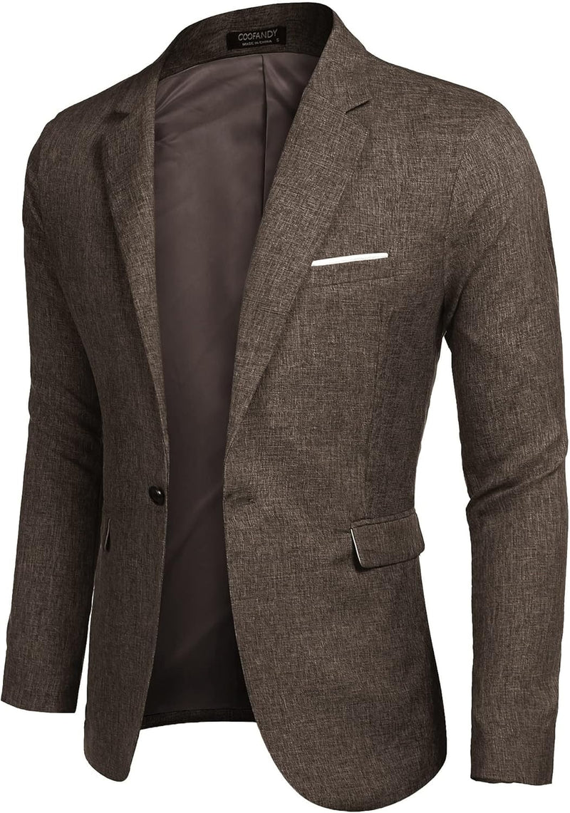 COOFANDY Freizeit Sakko Herren Blazer Regular Fit Modern Sportlich Männer Jackett L Braun, L Braun