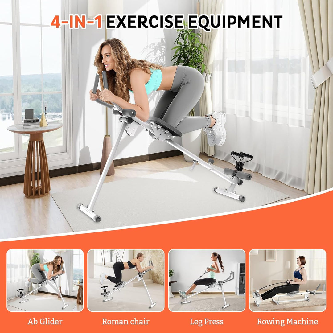 Rudergerät für Zuhause, 4-in-1-Übungsausrüstung, Klappbar Rudermaschine/Beinpressmaschine/Ab Glider