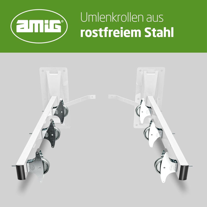 AMIG - Seitlicher Wäscheständer Modell 3 aus Edelstahl, Finish in Weiss, mit sechs Spulen und DREI S