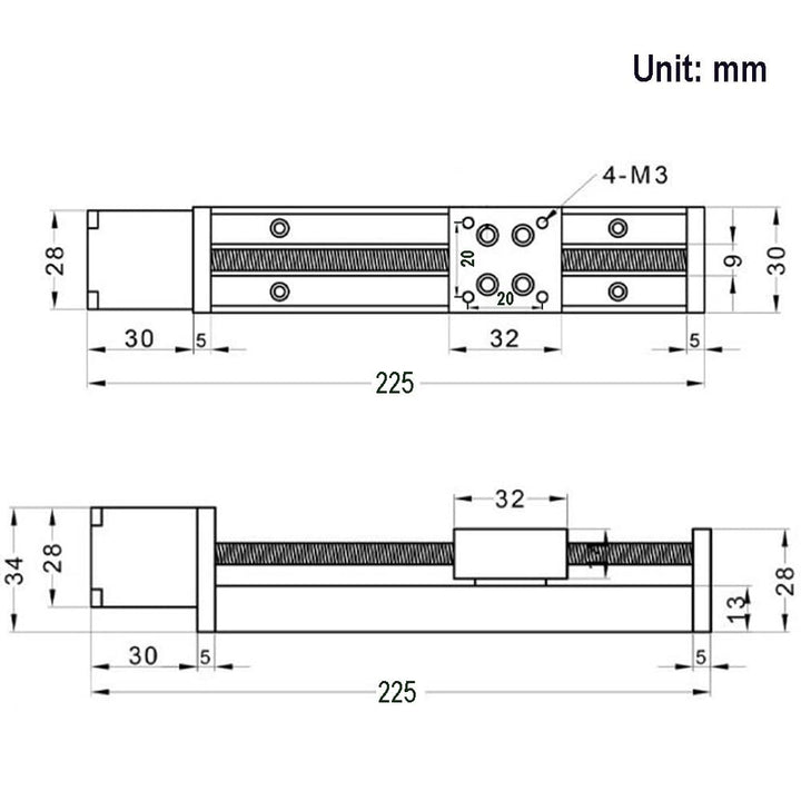 Befenybay 150mm effektive Verfahrlänge Mini Linear Rail Guide Gewindespindel T6x1 mit NEMA11 Schritt
