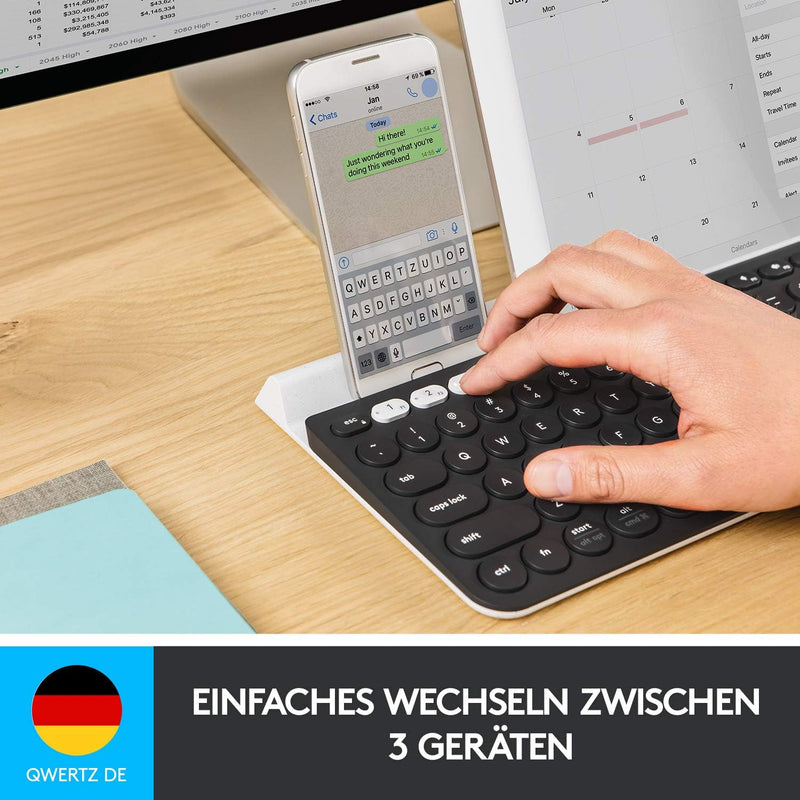 LOGITECH K780 Multi-Device Wireless Keyboard - Nordisches Layout Grau/Weiss K780 Multi-Device, Grau/