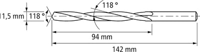 PFERD Spiralbohrer INOX, 5 Stück | Ø 11,5 mm, HSS-E Co5 N, DIN 338, 135° | 25203582 - für zähe und h