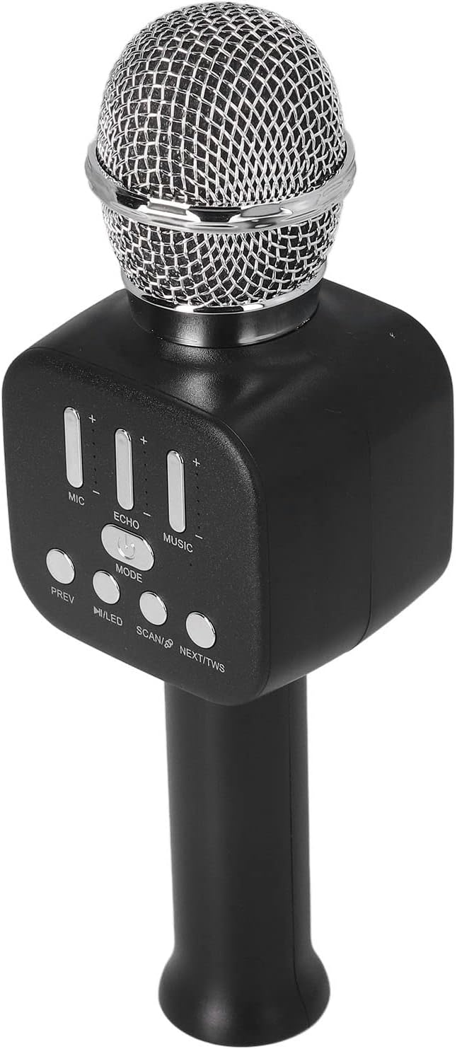 Karaoke Mikrofonmaschine, Bluetooth Lautsprecher Karaoke Mikrofon für Erwachsene für Zuhause (Schwar