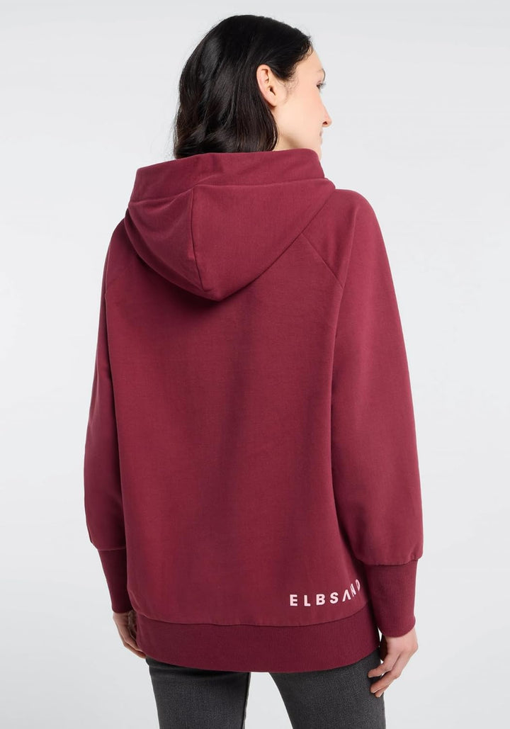 Elbsand Svana Damen Hoodie, Sweatshirt mit Kapuze, Rundhalsausschnitt Ruby S, Ruby S