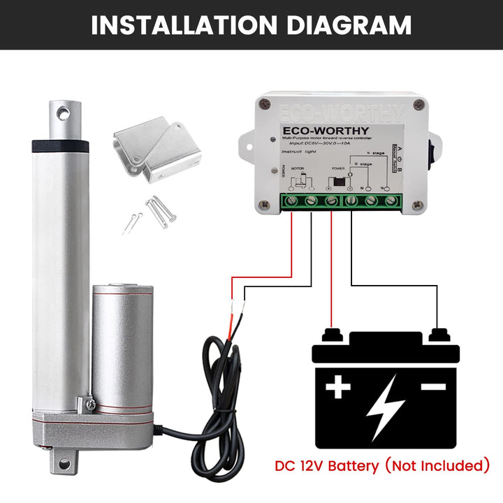 DCHOUSE 1000N 200mm Hub max Linearantrieb, DC 12V-Motor Lineartechnik-Aktuatoren Motor Drahtlose Fer