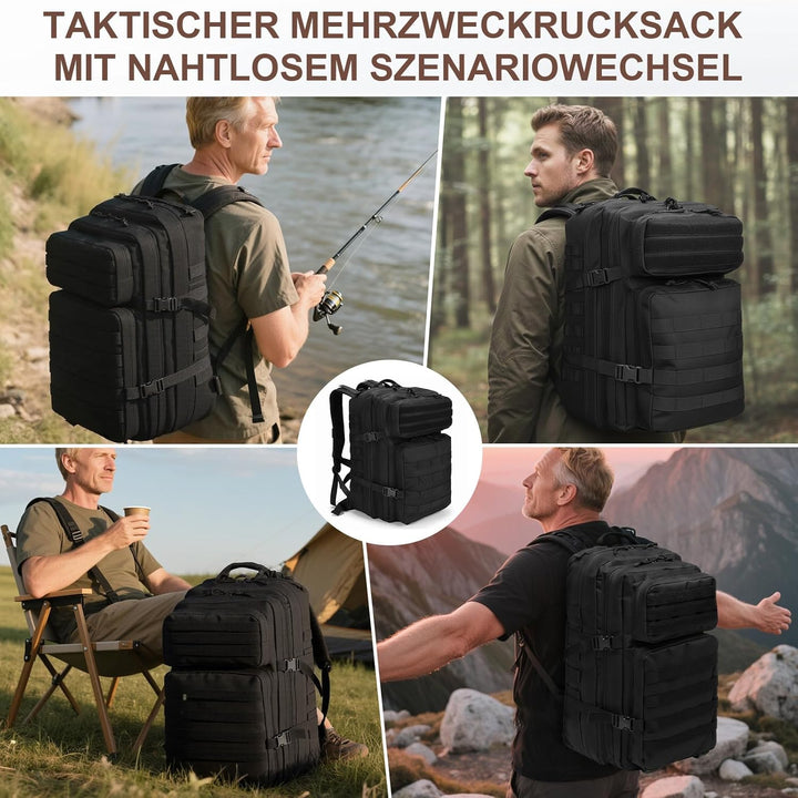 SHANNA Trekkingrucksack, Wanderrucksäcke Militärrucksack 45L Armee Rucksack MOLLE Assault Pack Takti