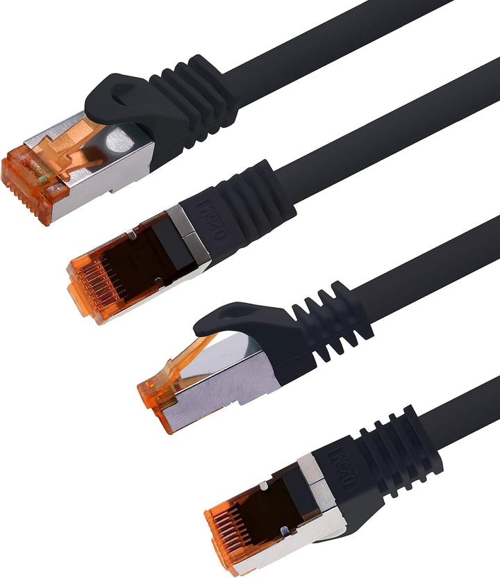1aTTack.de 5m - Cat.7 Netzwerkkabel Schwarz - 5 Stück Gigabit Ethernet LAN Kabel 10000 Mbit s Patchk