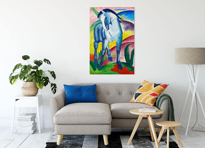 Franz Marc - Blaues Pferd als Leinwandbild / Grösse: 120x80 cm / Wandbild / Kunstdruck / fertig besp