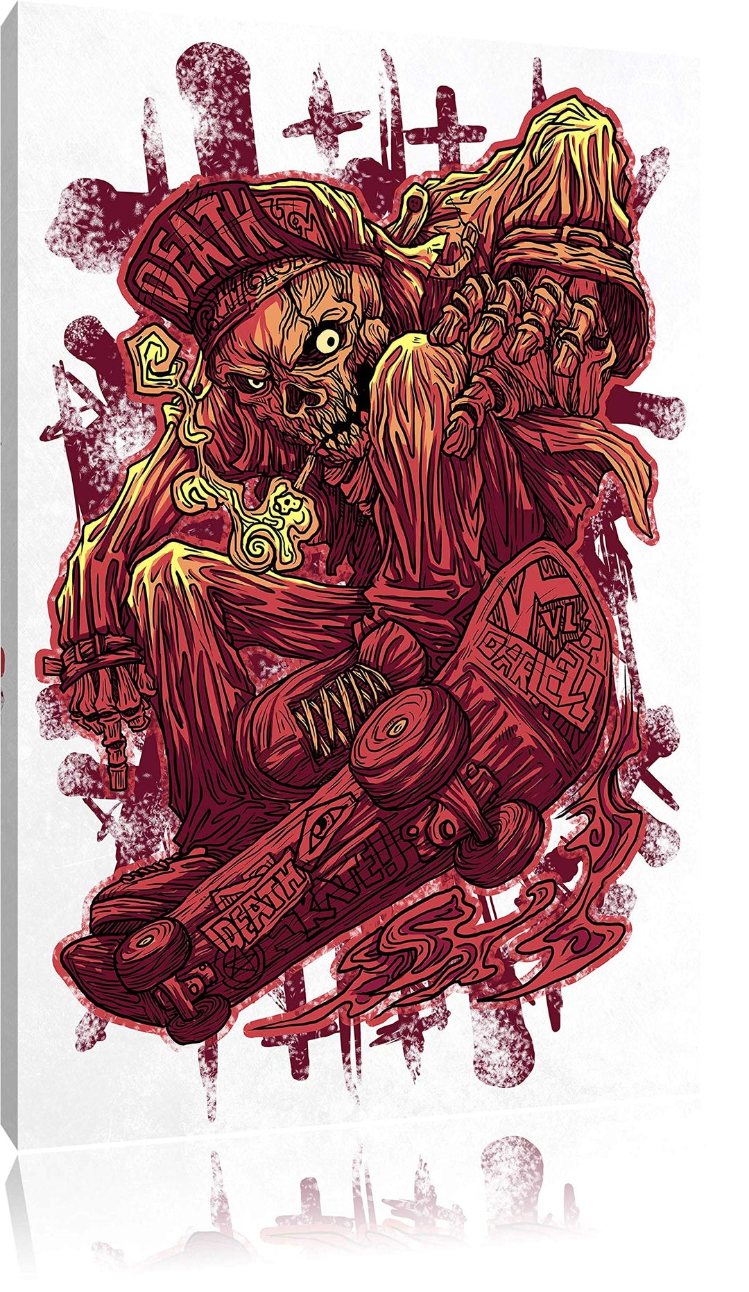 Pixxprint Deadly Skate White Bild auf Leinwand, XXL riesige Bilder fertig gerahmt mit Keilrahmen, Ku