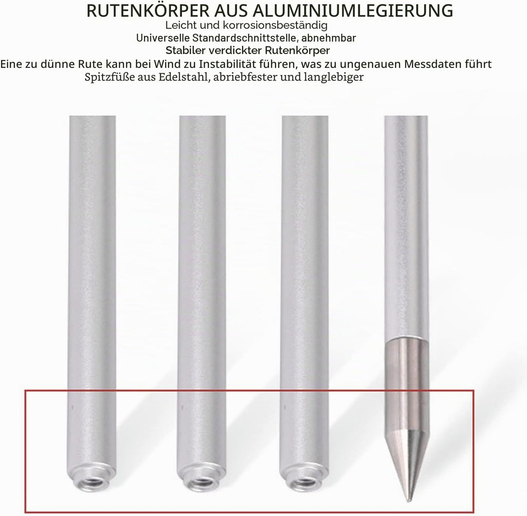 Prismenstab, 4 Abschnitte, Universelles 1 4-Zoll-Gewinde, Vermessungsstab aus Aluminium-Totalstation