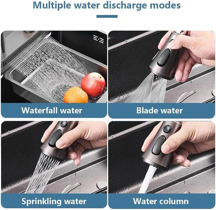 Edelstahl Küchenspüle Einbauspüle mit Wasserfallarmatur Spülbecken und Küchenarmatur Set Wasserfall