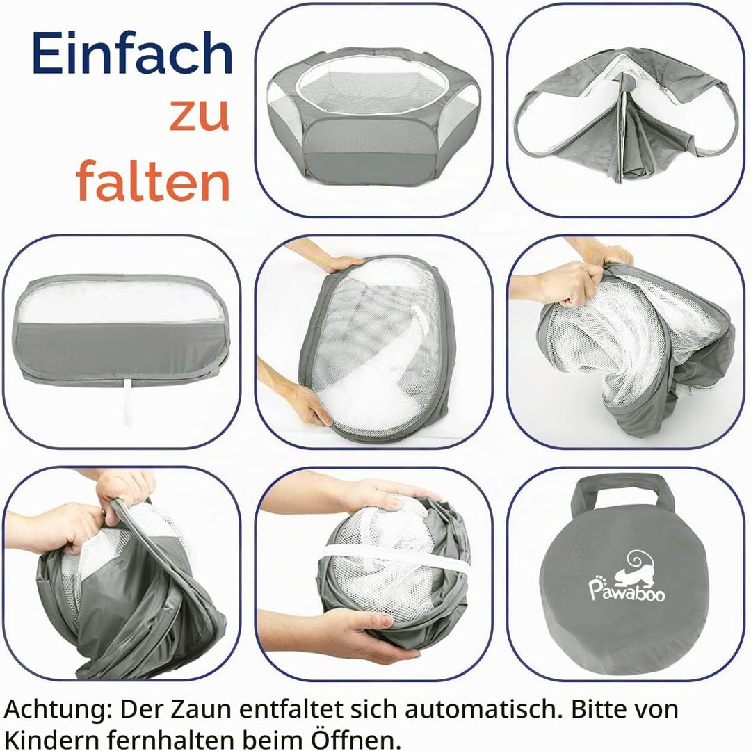 Pawaboo Kleintiere Freigehege, Wasserdicht Faltbar Kaninchen Freilaufgehege für Hasen Hühner Kätzche