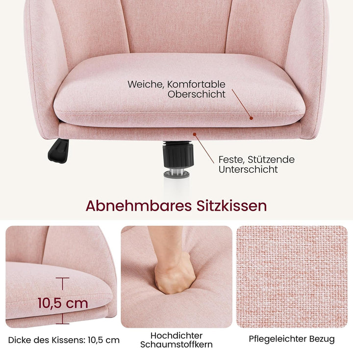 Yaheetech Homeoffice Stuhl Schminkstuhl Schreibtischstuhl höhenverstellbar Drehstuhl bis 136 kg Bela