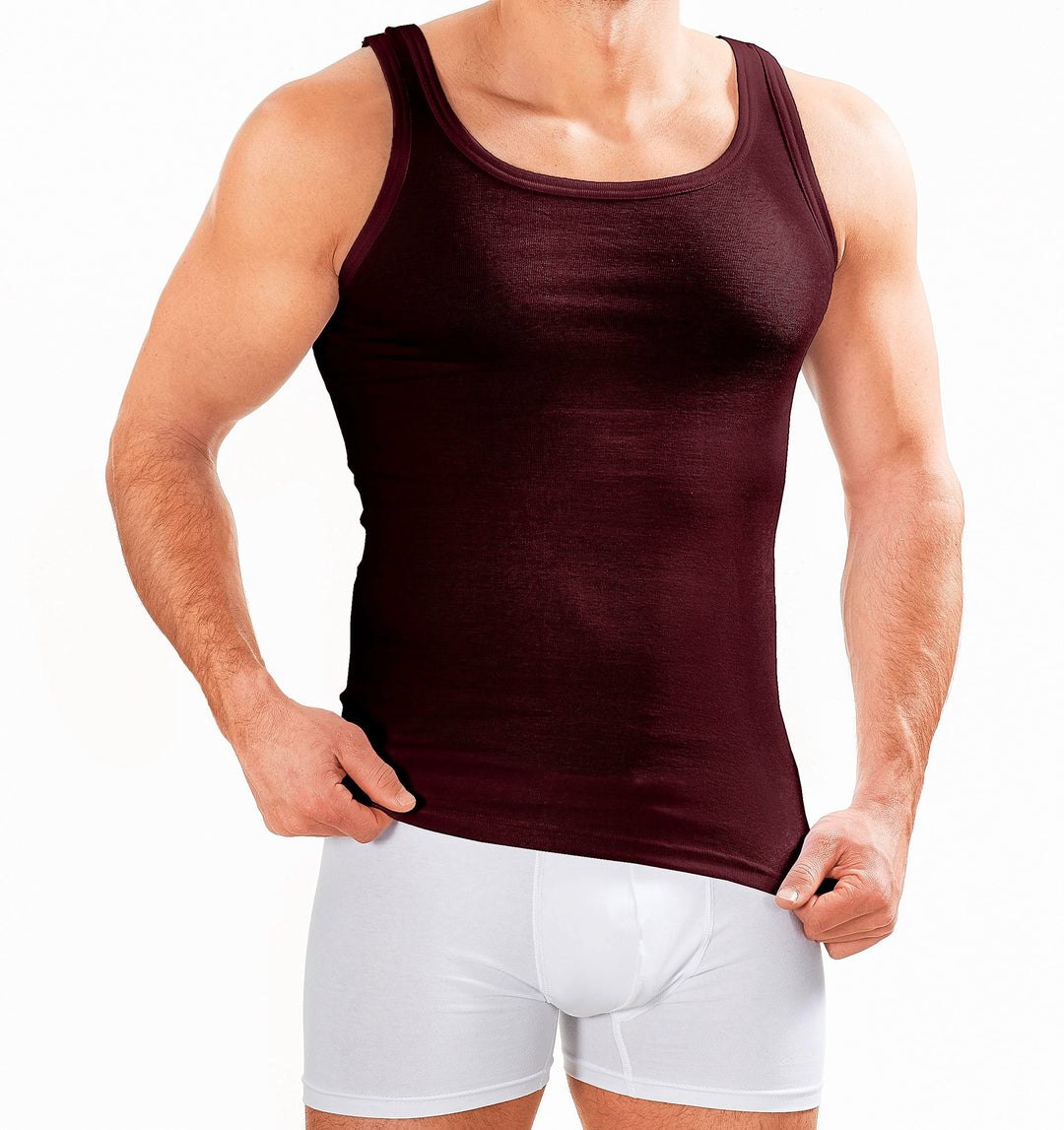 MERISH Herren Unterhemd 5er Pack Tank Top Feinripp Baumwolle 400 4XL 400c 5er Set Bordeaux, 4XL 400c