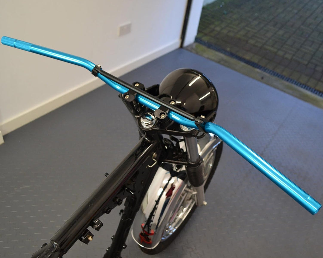 Motorrad Lenker Für Trail Motocross Streetfighter Scrambler Verspannt - 22mm 7/8" - blau & schwarz,