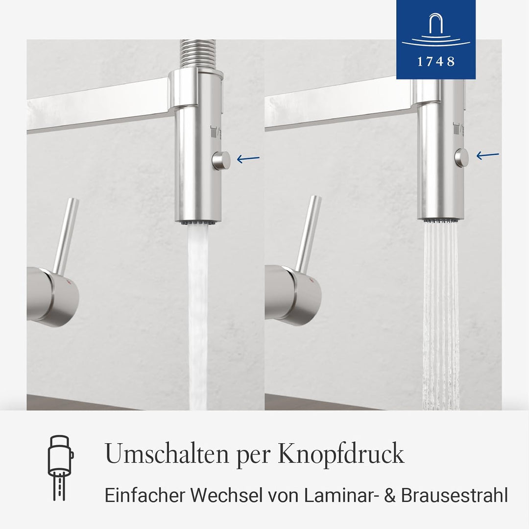 Villeroy & Boch Steel Expert Compact Window Küchenarmatur, Hochdruck, Wasserhahn Küche mit Vorfenste