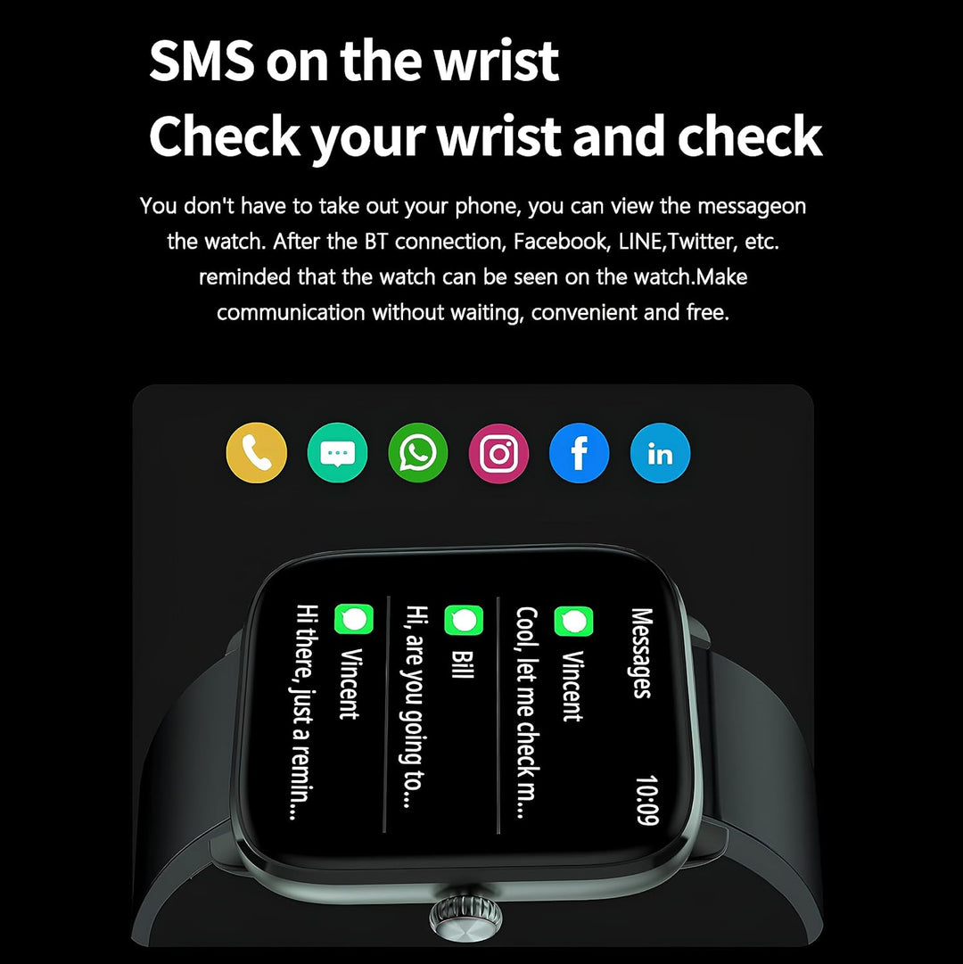 Deunis ST20 Smartwatch 1,96 Zoll HD für Damen Herren mit Telefonfunktion und Benachrichtigungen, kom