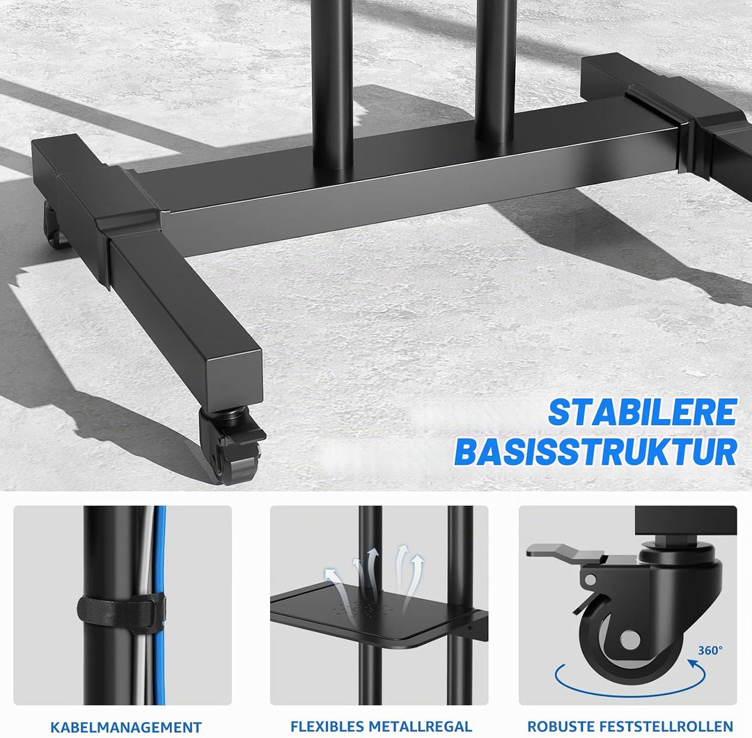 RFIVER Universal TV Ständer Rollbar für 32 40 42 43 49 50 55 65 70 75 Zoll Fernseher, TV Wagen mit R