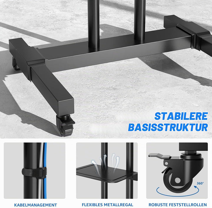 RFIVER Universal TV Ständer Rollbar für 32 40 42 43 49 50 55 65 70 75 Zoll Fernseher, TV Wagen mit R