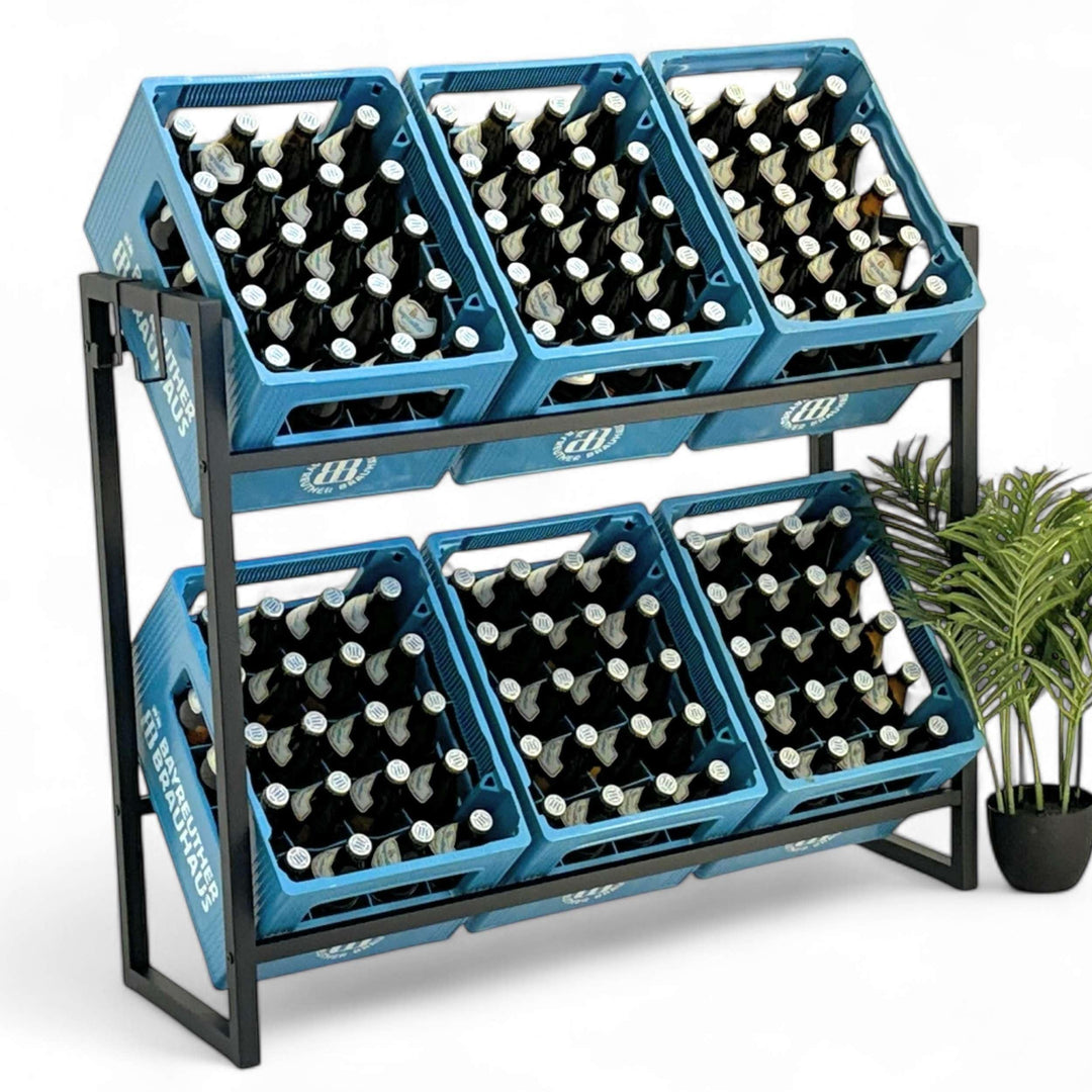 DanDiBo Getränkekistenregal 6 Kisten mit Gitter Haken Metall 96598 Getränkeregal 100 cm Kistenregal