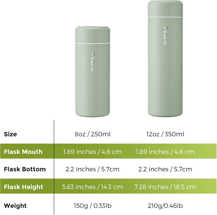 Mini Thermosflasche 350ml mit Edelstahl-Deckel, Trinkflasche Klein Doppelwandige Vakuum–Ultra-Kompak