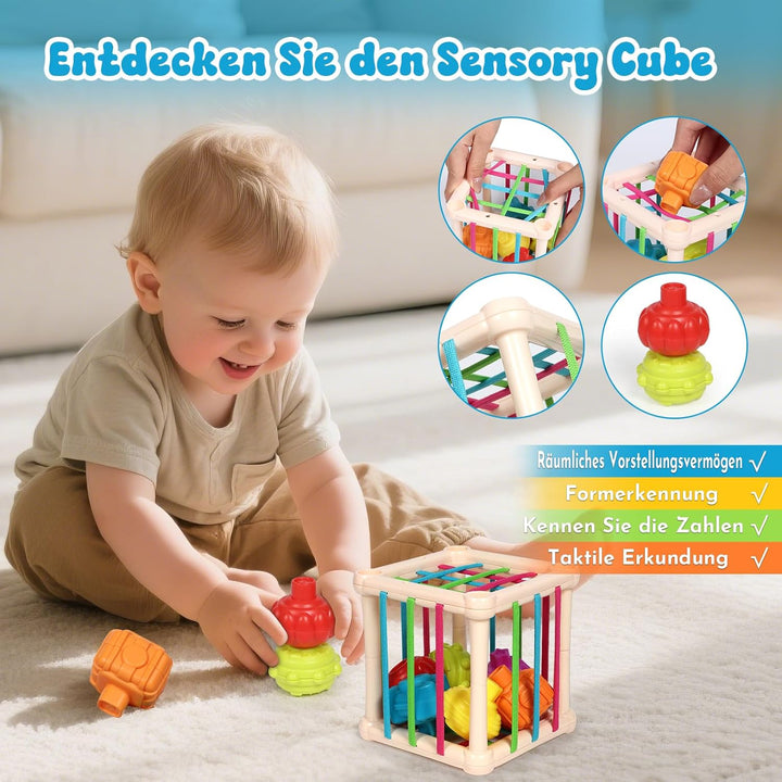 LearnToy Baby Spielzeug 6-18 Monate - Montessori 7-in-1 Aktivitätsset mit Stapelblöcken, Beissring &