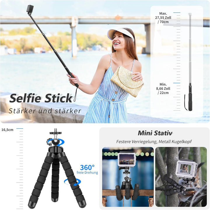 NEEWER 50 in 1 Action Kamera Zubehör Set Kompatibel mit GoPro Hero 12 11 10 9 DJI OSMO 4 3 2 Insta36