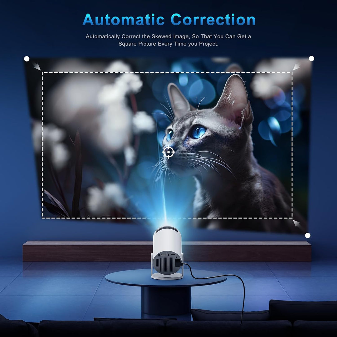 Mini Beamer 4K, Smart Projektor Full HD 1080P, Integrierte APP, Weiss
