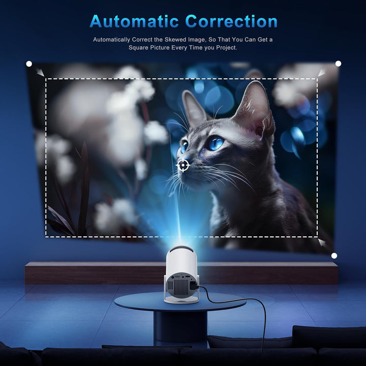 Mini Beamer 4K, Smart Projektor Full HD 1080P, Integrierte APP, Weiss